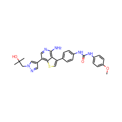 COc1ccc(NC(=O)Nc2ccc(-c3csc4c(-c5cnn(CC(C)(C)O)c5)cnc(N)c34)cc2)cc1 ZINC000063539812