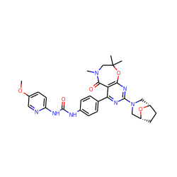 COc1ccc(NC(=O)Nc2ccc(-c3nc(N4C[C@@H]5CC[C@H](C4)O5)nc4c3C(=O)N(C)CC(C)(C)O4)cc2)nc1 ZINC000205333886