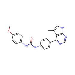 COc1ccc(NC(=O)Nc2ccc(-c3ncnc4[nH]cc(C)c34)cc2)cc1 ZINC000140650657