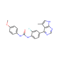 COc1ccc(NC(=O)Nc2ccc(-c3ncnc4[nH]cc(C)c34)cc2F)cc1 ZINC000473154346