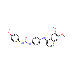 COc1ccc(NC(=O)Nc2ccc(Nc3ccnc4cc(OC)c(OC)cc34)cc2)cc1 ZINC000013610065
