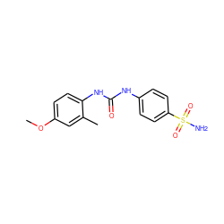 COc1ccc(NC(=O)Nc2ccc(S(N)(=O)=O)cc2)c(C)c1 ZINC000051355960