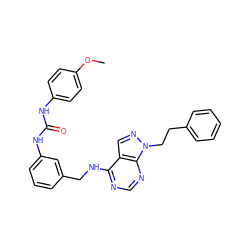 COc1ccc(NC(=O)Nc2cccc(CNc3ncnc4c3cnn4CCc3ccccc3)c2)cc1 ZINC000103253456