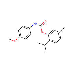 COc1ccc(NC(=O)Oc2cc(C)ccc2C(C)C)cc1 ZINC000001665940