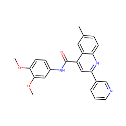 COc1ccc(NC(=O)c2cc(-c3cccnc3)nc3ccc(C)cc23)cc1OC ZINC000001073901