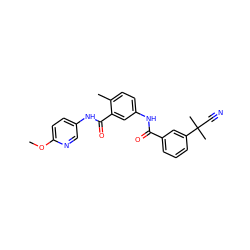 COc1ccc(NC(=O)c2cc(NC(=O)c3cccc(C(C)(C)C#N)c3)ccc2C)cn1 ZINC000040898208