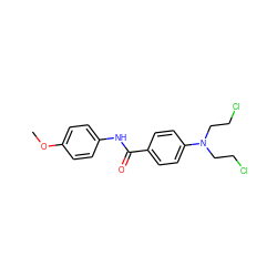 COc1ccc(NC(=O)c2ccc(N(CCCl)CCCl)cc2)cc1 ZINC000049745575