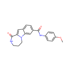 COc1ccc(NC(=O)c2ccc3cc4n(c3c2)CCCNC4=O)cc1 ZINC000147889185