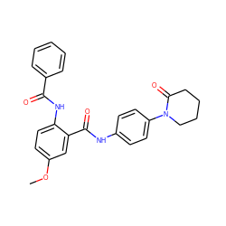 COc1ccc(NC(=O)c2ccccc2)c(C(=O)Nc2ccc(N3CCCCC3=O)cc2)c1 ZINC000299855644