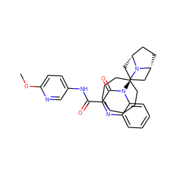 COc1ccc(NC(=O)c2nc3ccccc3n([C@H]3C[C@@H]4CC[C@H](C3)N4C3CCCCCCC3)c2=O)cn1 ZINC000114710926