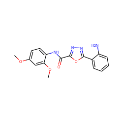 COc1ccc(NC(=O)c2nnc(-c3ccccc3N)o2)c(OC)c1 ZINC000043073788