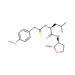 COc1ccc(NC(=S)N[C@@H](CC(C)C)C(=O)N[C@H]2CCO[C@@H]2O)cc1 ZINC000035942759