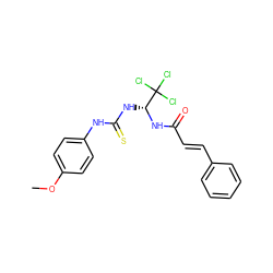 COc1ccc(NC(=S)N[C@@H](NC(=O)/C=C/c2ccccc2)C(Cl)(Cl)Cl)cc1 ZINC000013482443