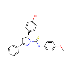 COc1ccc(NC(=S)N2N=C(c3ccccc3)C[C@H]2c2ccc(O)cc2)cc1 ZINC000072175039