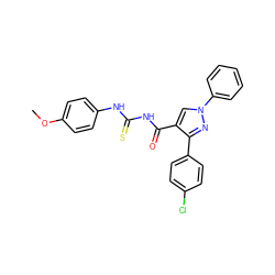 COc1ccc(NC(=S)NC(=O)c2cn(-c3ccccc3)nc2-c2ccc(Cl)cc2)cc1 ZINC000096283867