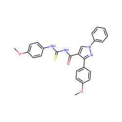 COc1ccc(NC(=S)NC(=O)c2cn(-c3ccccc3)nc2-c2ccc(OC)cc2)cc1 ZINC000096283865