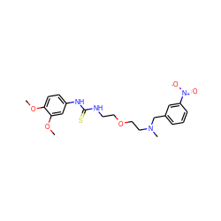 COc1ccc(NC(=S)NCCOCCN(C)Cc2cccc([N+](=O)[O-])c2)cc1OC ZINC000013742426