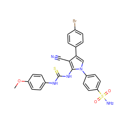 COc1ccc(NC(=S)Nc2c(C#N)c(-c3ccc(Br)cc3)cn2-c2ccc(S(N)(=O)=O)cc2)cc1 ZINC000299837846