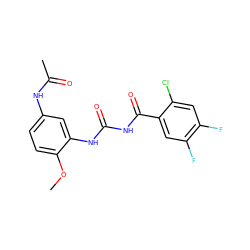 COc1ccc(NC(C)=O)cc1NC(=O)NC(=O)c1cc(F)c(F)cc1Cl ZINC000013673988