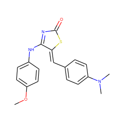 COc1ccc(NC2=NC(=O)S/C2=C\c2ccc(N(C)C)cc2)cc1 ZINC000013477710