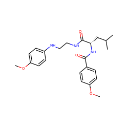 COc1ccc(NCCNC(=O)[C@H](CC(C)C)NC(=O)c2ccc(OC)cc2)cc1 ZINC000013473895