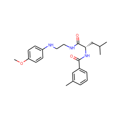 COc1ccc(NCCNC(=O)[C@H](CC(C)C)NC(=O)c2cccc(C)c2)cc1 ZINC000013490296