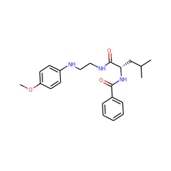 COc1ccc(NCCNC(=O)[C@H](CC(C)C)NC(=O)c2ccccc2)cc1 ZINC000013490295