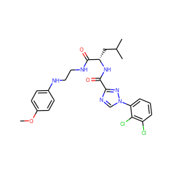 COc1ccc(NCCNC(=O)[C@H](CC(C)C)NC(=O)c2ncn(-c3cccc(Cl)c3Cl)n2)cc1 ZINC000013473900