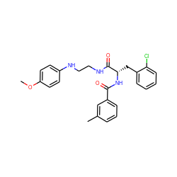 COc1ccc(NCCNC(=O)[C@H](Cc2ccccc2Cl)NC(=O)c2cccc(C)c2)cc1 ZINC000014971336