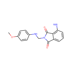 COc1ccc(NCN2C(=O)c3cccc(N)c3C2=O)cc1 ZINC001772583004