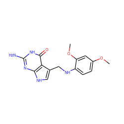 COc1ccc(NCc2c[nH]c3nc(N)[nH]c(=O)c23)c(OC)c1 ZINC000013863048