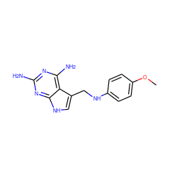 COc1ccc(NCc2c[nH]c3nc(N)nc(N)c23)cc1 ZINC000013741667