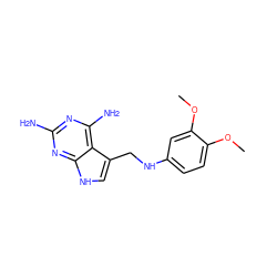 COc1ccc(NCc2c[nH]c3nc(N)nc(N)c23)cc1OC ZINC000013741666