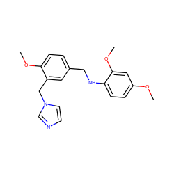 COc1ccc(NCc2ccc(OC)c(Cn3ccnc3)c2)c(OC)c1 ZINC000009740685