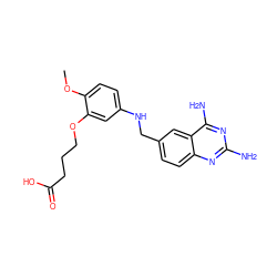 COc1ccc(NCc2ccc3nc(N)nc(N)c3c2)cc1OCCCC(=O)O ZINC000049803616