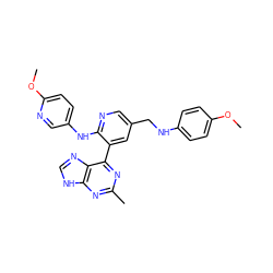 COc1ccc(NCc2cnc(Nc3ccc(OC)nc3)c(-c3nc(C)nc4[nH]cnc34)c2)cc1 ZINC000113150942