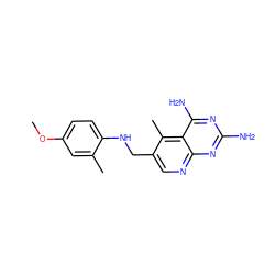 COc1ccc(NCc2cnc3nc(N)nc(N)c3c2C)c(C)c1 ZINC000003815014