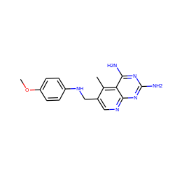 COc1ccc(NCc2cnc3nc(N)nc(N)c3c2C)cc1 ZINC000013216449