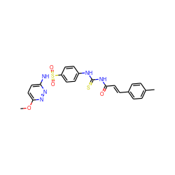 COc1ccc(NS(=O)(=O)c2ccc(NC(=S)NC(=O)/C=C/c3ccc(C)cc3)cc2)nn1 ZINC000002394421