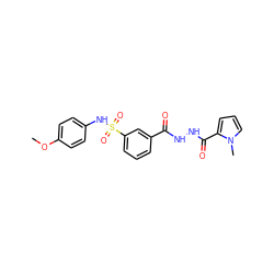 COc1ccc(NS(=O)(=O)c2cccc(C(=O)NNC(=O)c3cccn3C)c2)cc1 ZINC000012535937