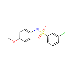 COc1ccc(NS(=O)(=O)c2cccc(Cl)c2)cc1 ZINC000000464481
