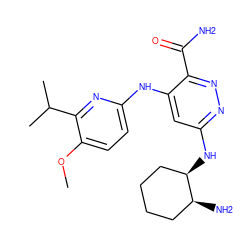 COc1ccc(Nc2cc(N[C@@H]3CCCC[C@@H]3N)nnc2C(N)=O)nc1C(C)C ZINC000169308337