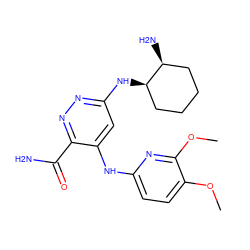 COc1ccc(Nc2cc(N[C@@H]3CCCC[C@@H]3N)nnc2C(N)=O)nc1OC ZINC000169308325