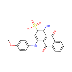 COc1ccc(Nc2cc(S(=O)(=O)O)c(N)c3c2C(=O)c2ccccc2C3=O)cc1 ZINC000029130859