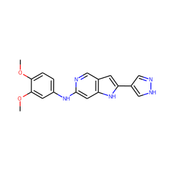 COc1ccc(Nc2cc3[nH]c(-c4cn[nH]c4)cc3cn2)cc1OC ZINC000095921332