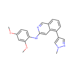 COc1ccc(Nc2cc3c(-c4cnn(C)c4)cccc3cn2)c(OC)c1 ZINC000207610643