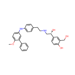 COc1ccc(Nc2ccc(CCNC[C@H](O)c3ccc(O)c(CO)c3)cc2)cc1-c1ccccc1 ZINC000034272301