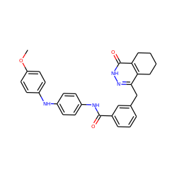 COc1ccc(Nc2ccc(NC(=O)c3cccc(Cc4n[nH]c(=O)c5c4CCCC5)c3)cc2)cc1 ZINC000167423296