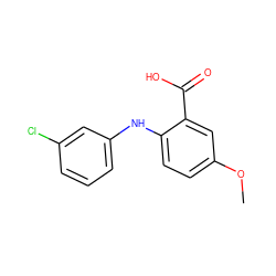 COc1ccc(Nc2cccc(Cl)c2)c(C(=O)O)c1 ZINC000000099642