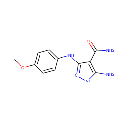 COc1ccc(Nc2n[nH]c(N)c2C(N)=O)cc1 ZINC000013573736